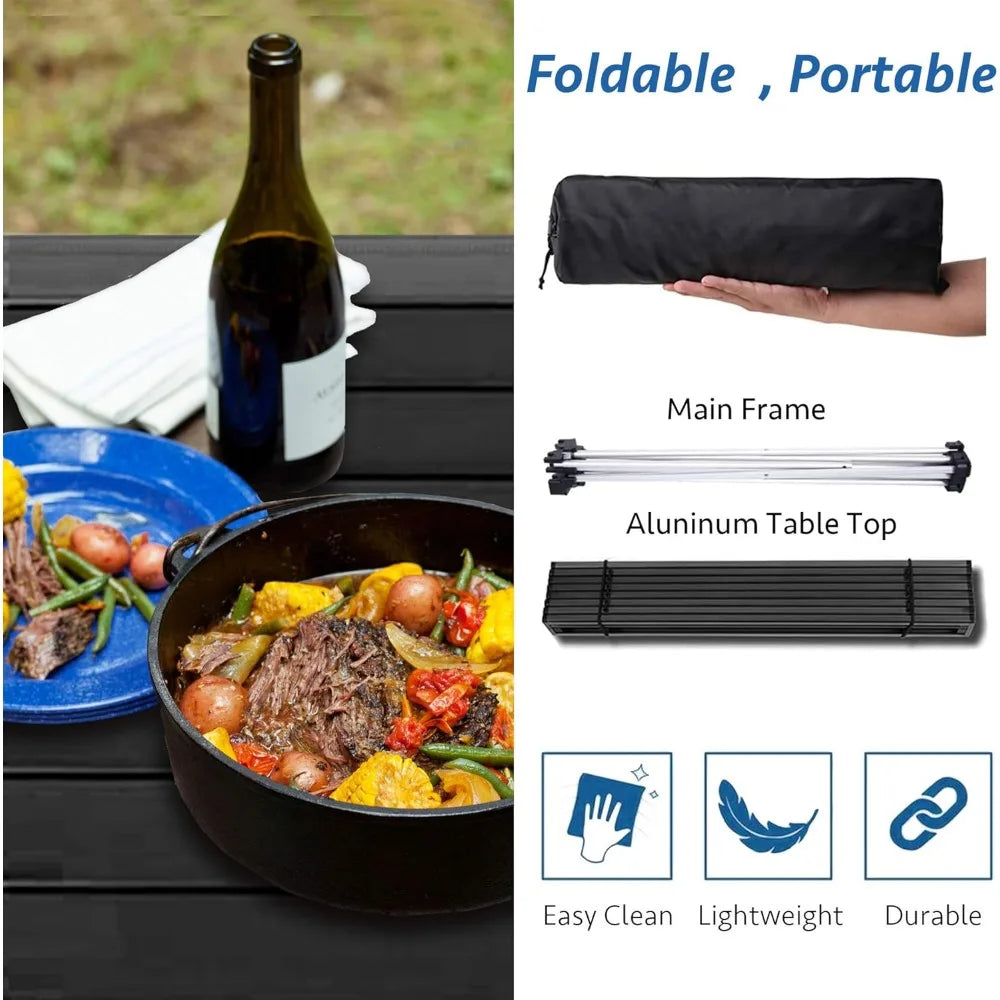 XIUWO Portable Folding Camping Table Aluminum Lightweight Outdoor Picnic