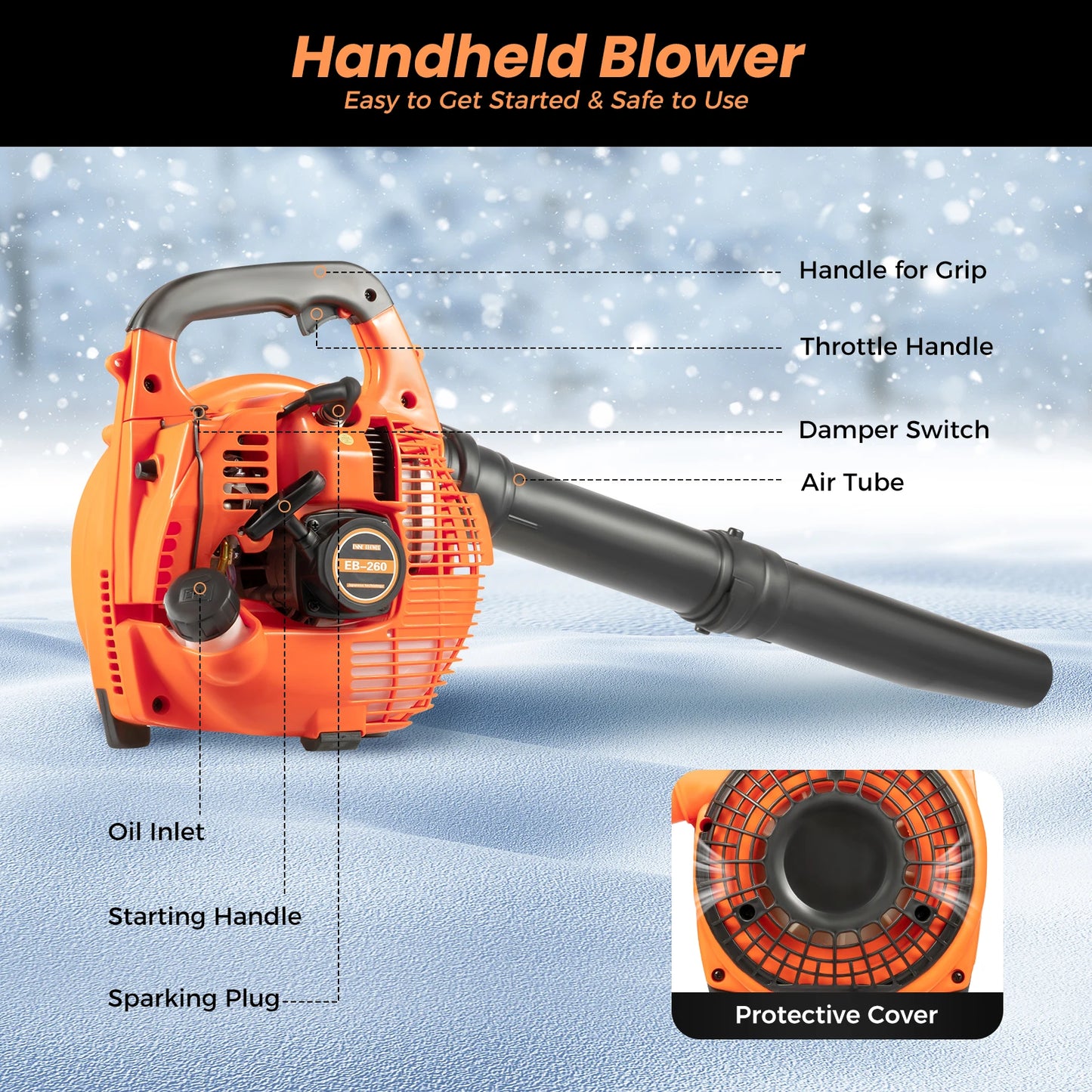 Bymaocar Two Stroke Handheld Gas Powered Lawn Garden Leaf Blower