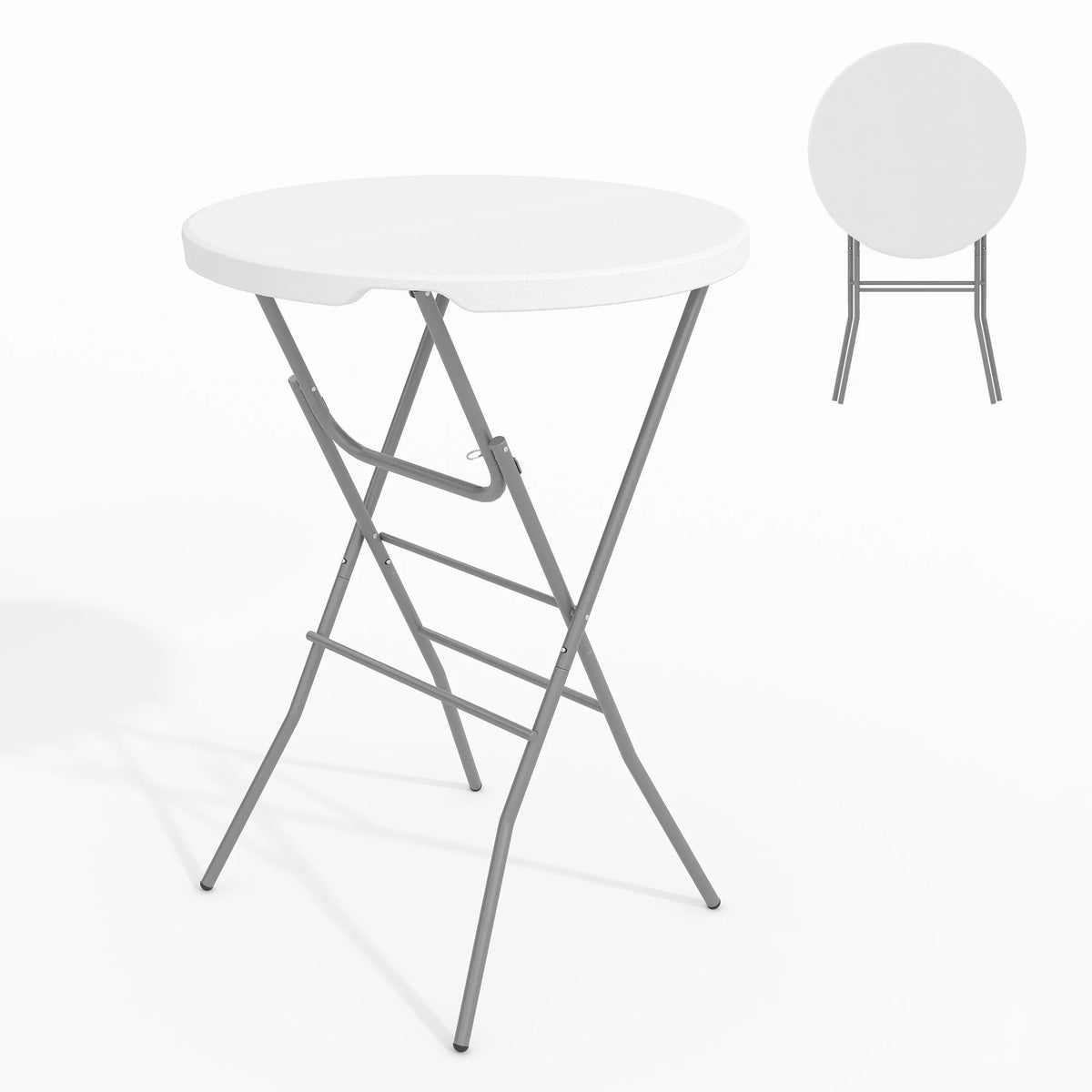 GarveeLife Folding Cocktail Table With Waterproof Top And Steel Frame