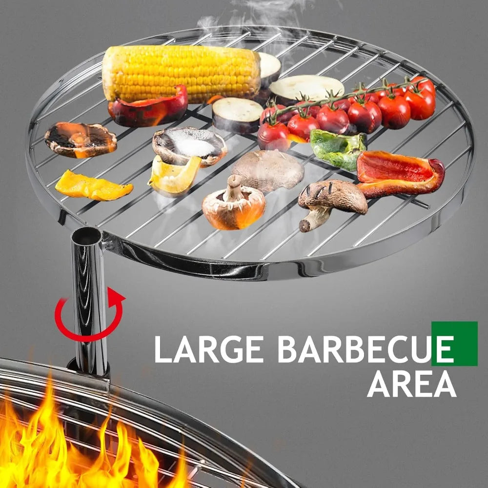 Classic Metal Outdoor Wood Burning Fire Pit Featuring Swivel Grills