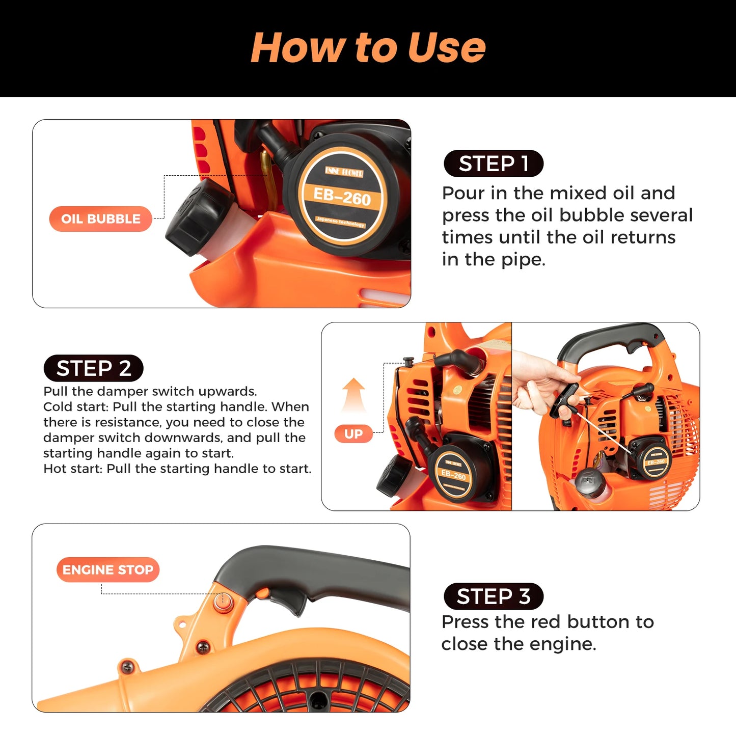 Bymaocar Two Stroke Handheld Gas Powered Lawn Garden Leaf Blower