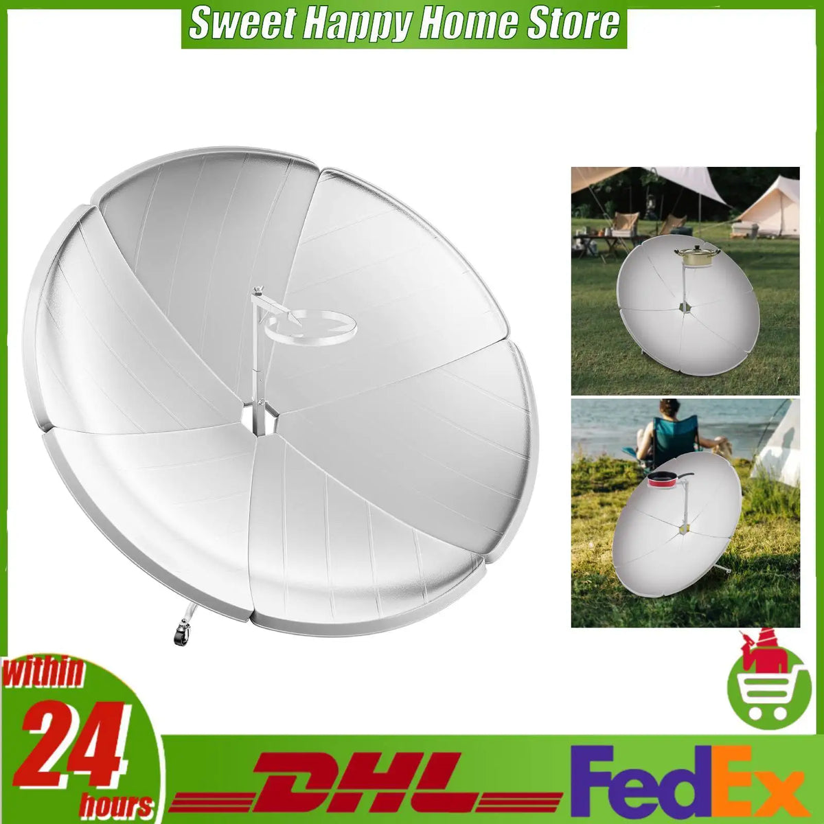 Outdoor Parabolic Solar Cooking Stove With Wheels For Camping