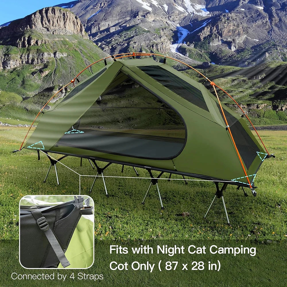 Night Cat Elevated Camping Cot Tent With Sixteen Legs