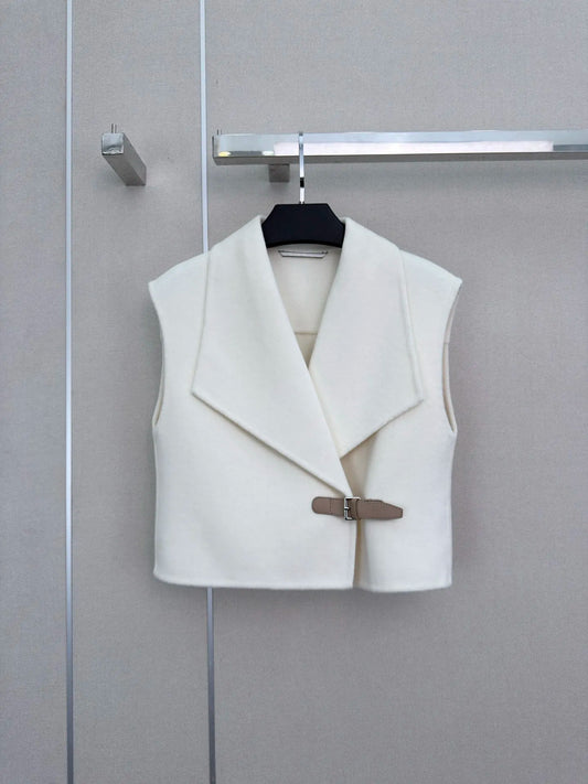 Elegant Wool Vest For Women Sleeveless Button Collar