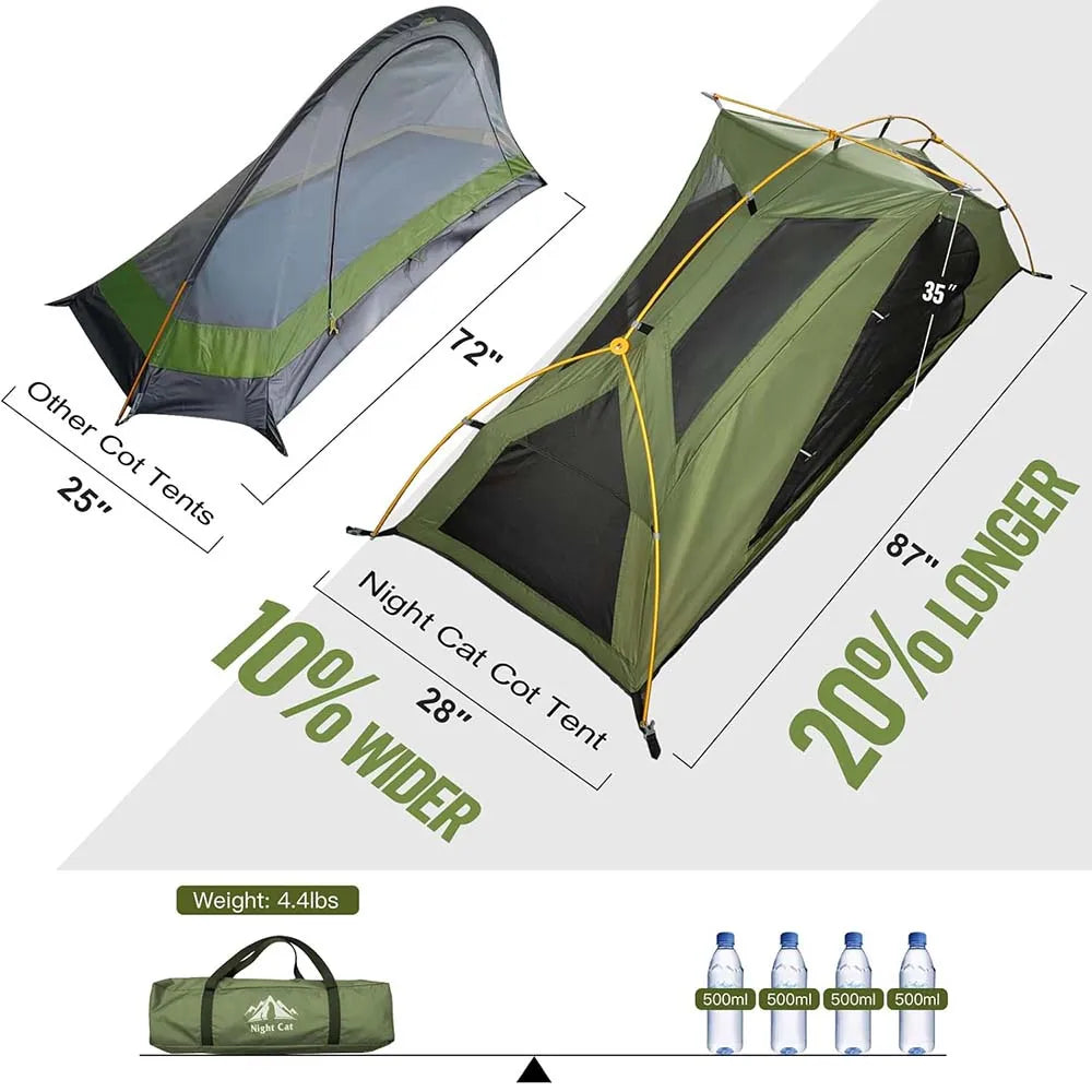Night Cat Elevated Camping Cot Tent With Sixteen Legs