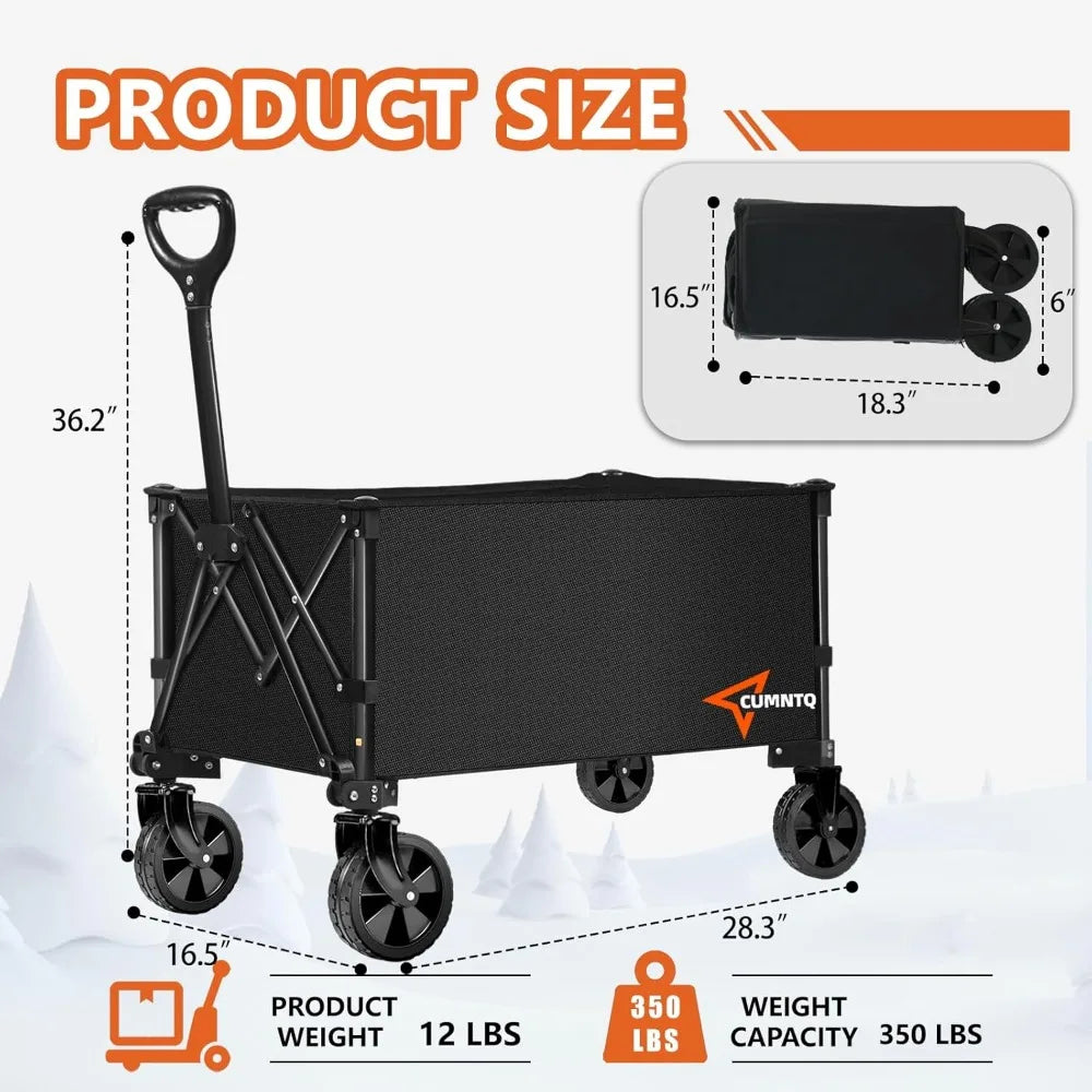 NBVCX Foldable Utility Wagon 350Lb All Terrain Collapsible Cart