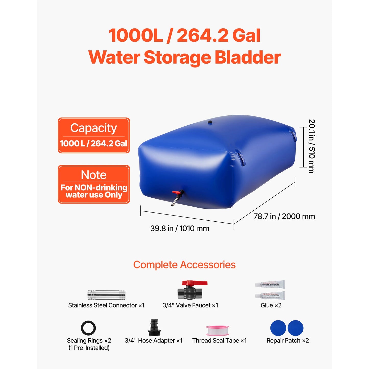 SucceBuy Water Storage Bladder TPU Portable Collapsible Water Bag