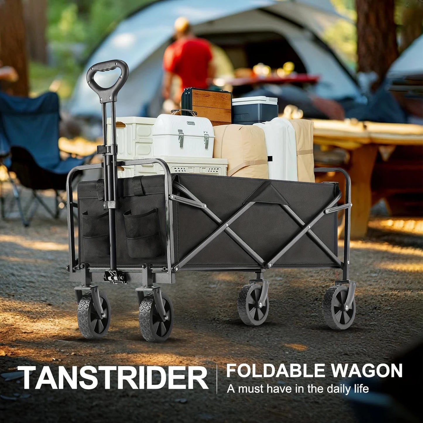 All-Terrain Folding Wagon Cart Heavy Duty For Camping And Shopping