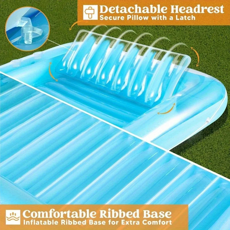 Joyfy Premium Inflatable Pool Tanning Lounger With Pillow