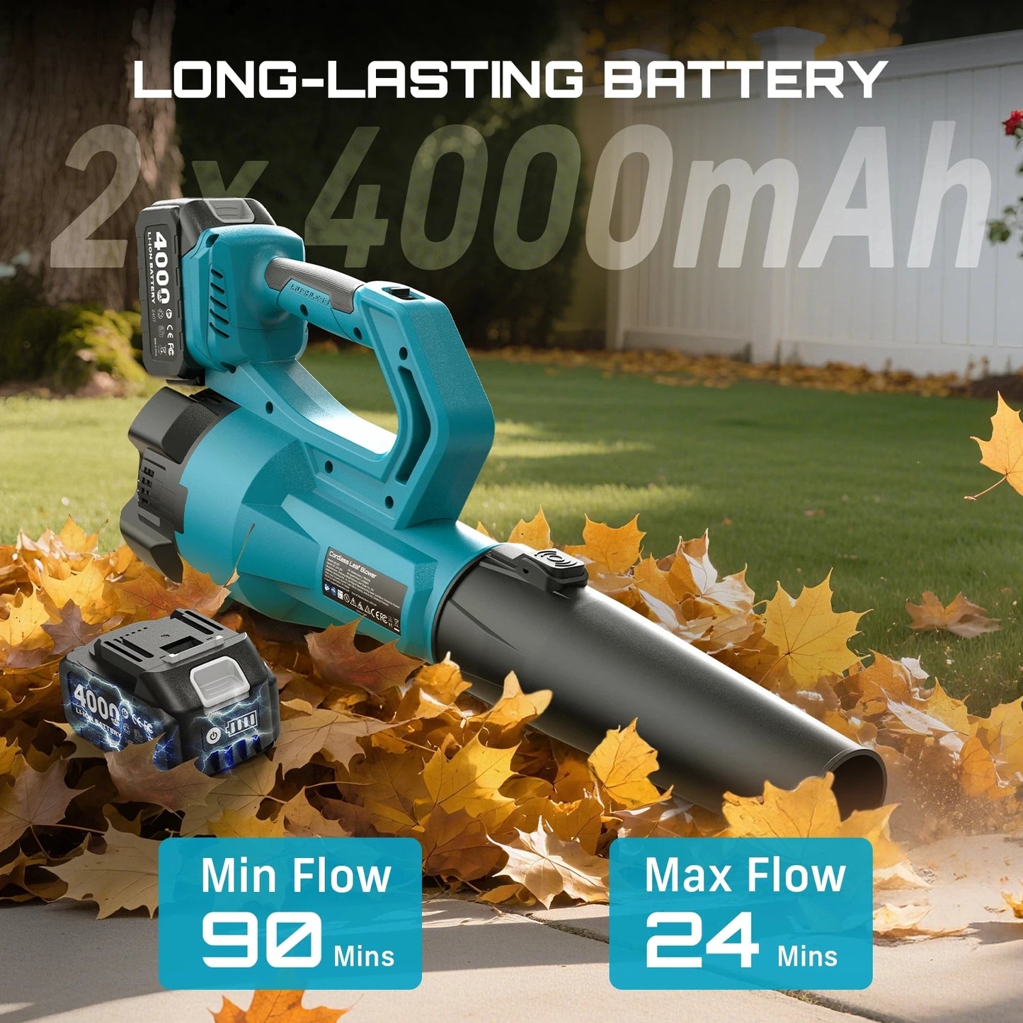 Seesii Cordless Brushless Leaf Blower With Battery Pack