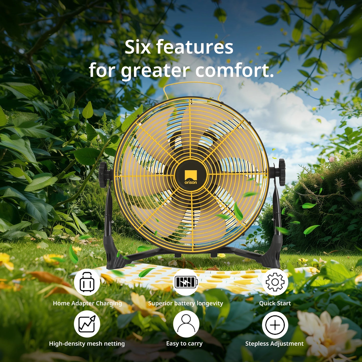 Orison Cordless High Velocity Floor Fan With Remote Control