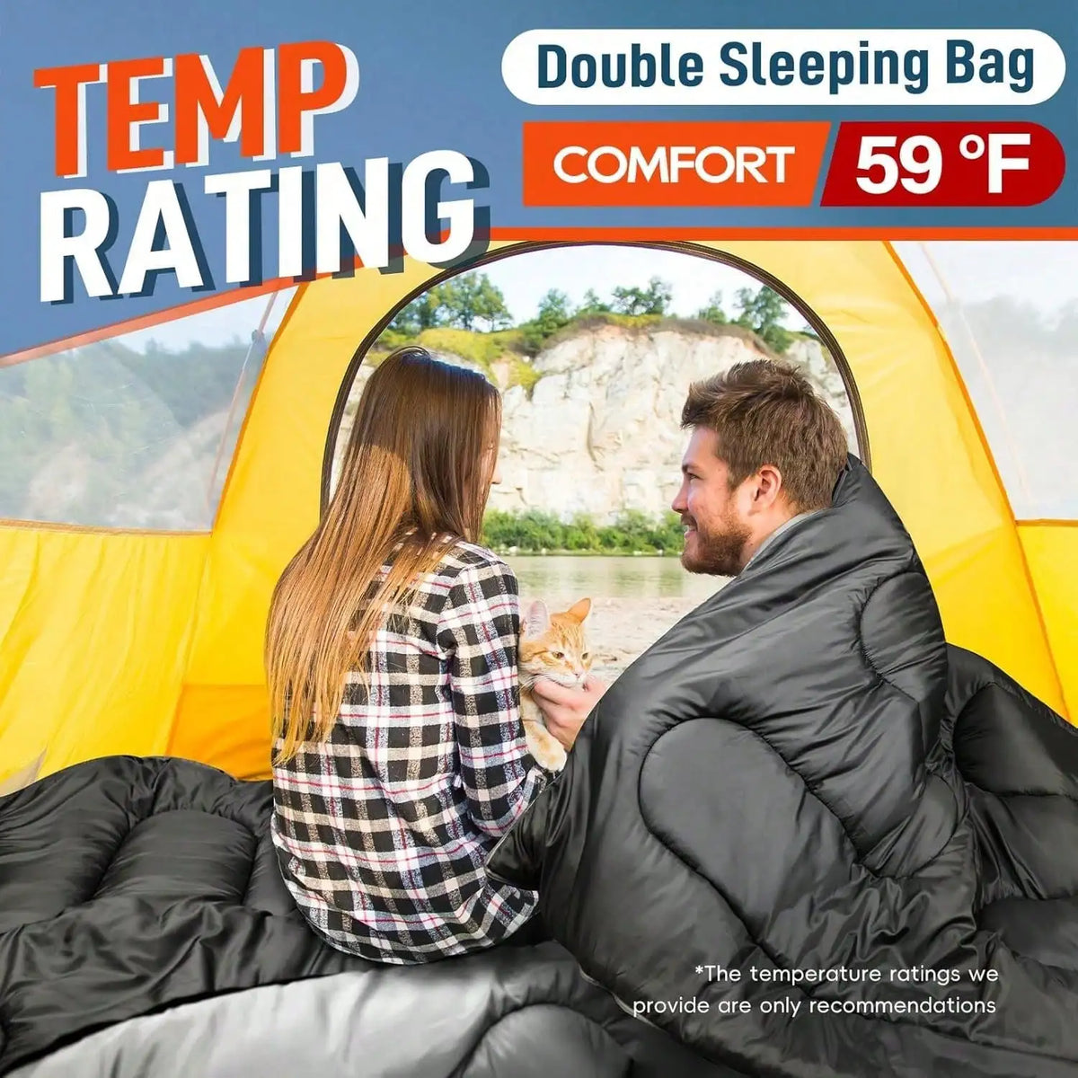 Double Adult Sleeping Bag For Cold Weather Camping And Hiking