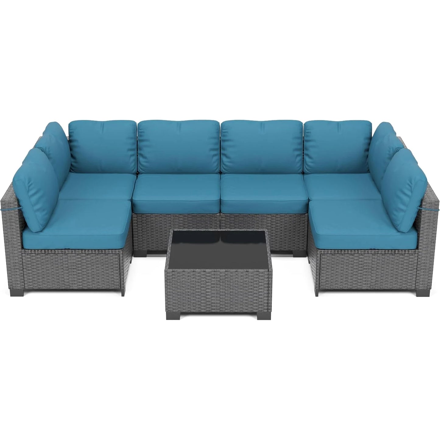 HobbyLane 7-Piece Modular Outdoor Furniture Set With PE Rattan