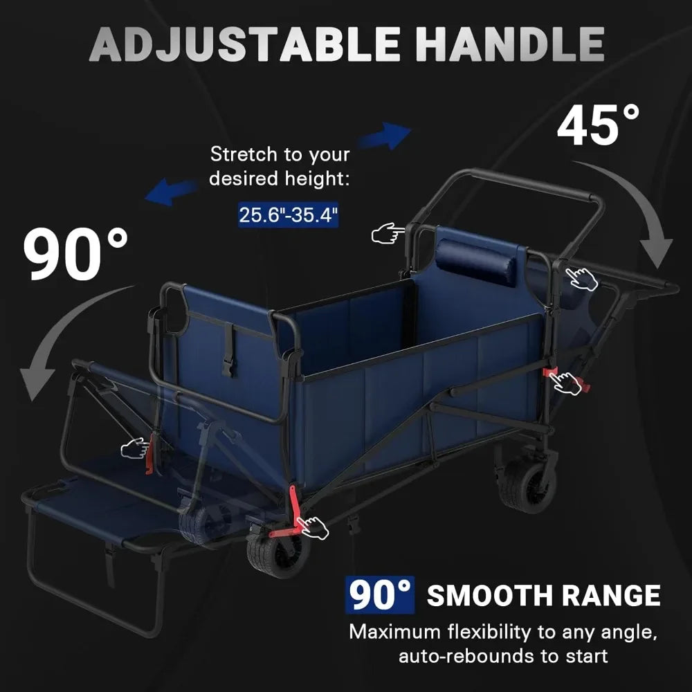 Heavy Duty Folding Wagon Cart 650lb Capacity All Terrain Wheels