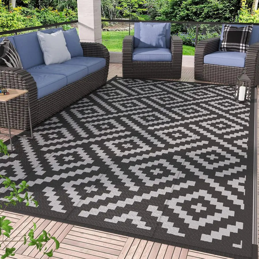 Outdoor Reversible Waterproof Rug For Patio Deck Porch