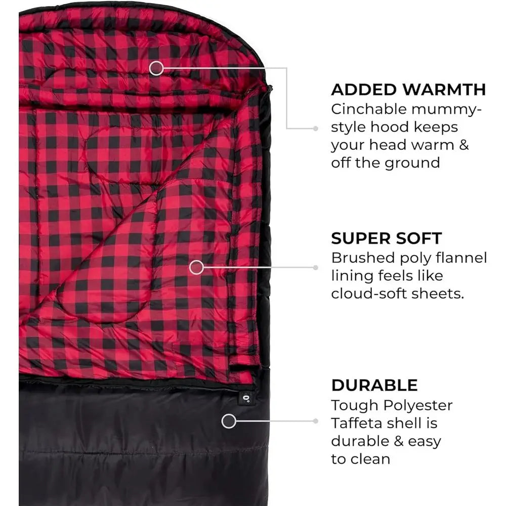 Family Cold Weather Sleeping Bag For Camping With Compression Sack