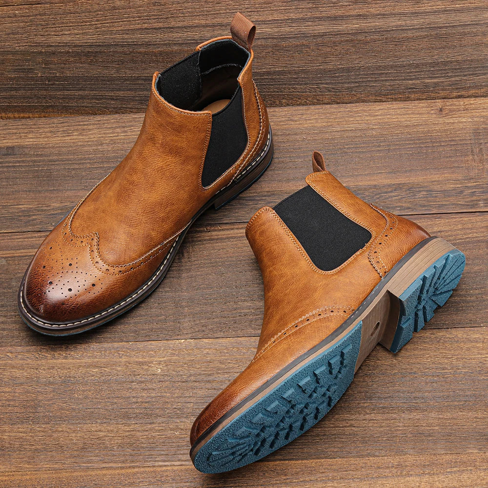 Hecrafted Mens Casual Chelsea Ankle Boots With Elastic Sides