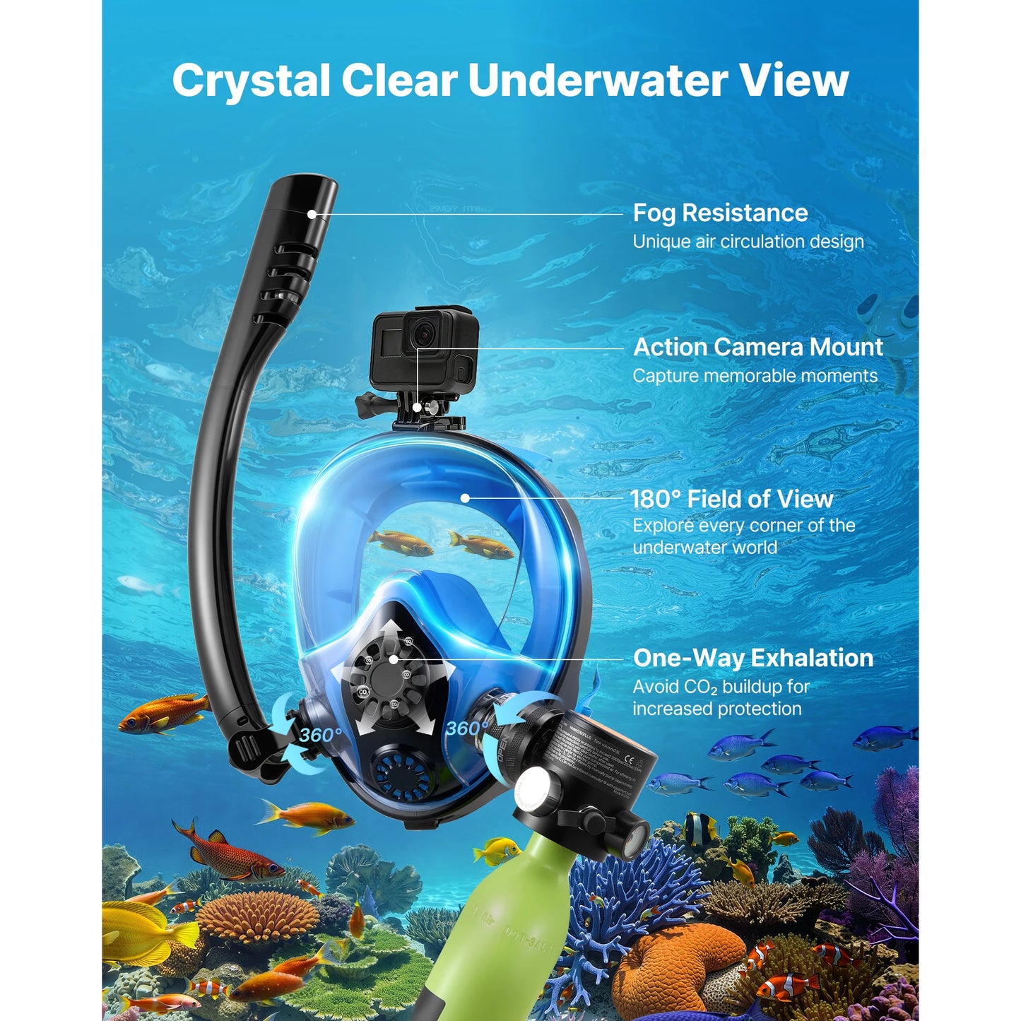 SucceBuy Mini Scuba Tank Portable Pony Bottle For Snorkeling