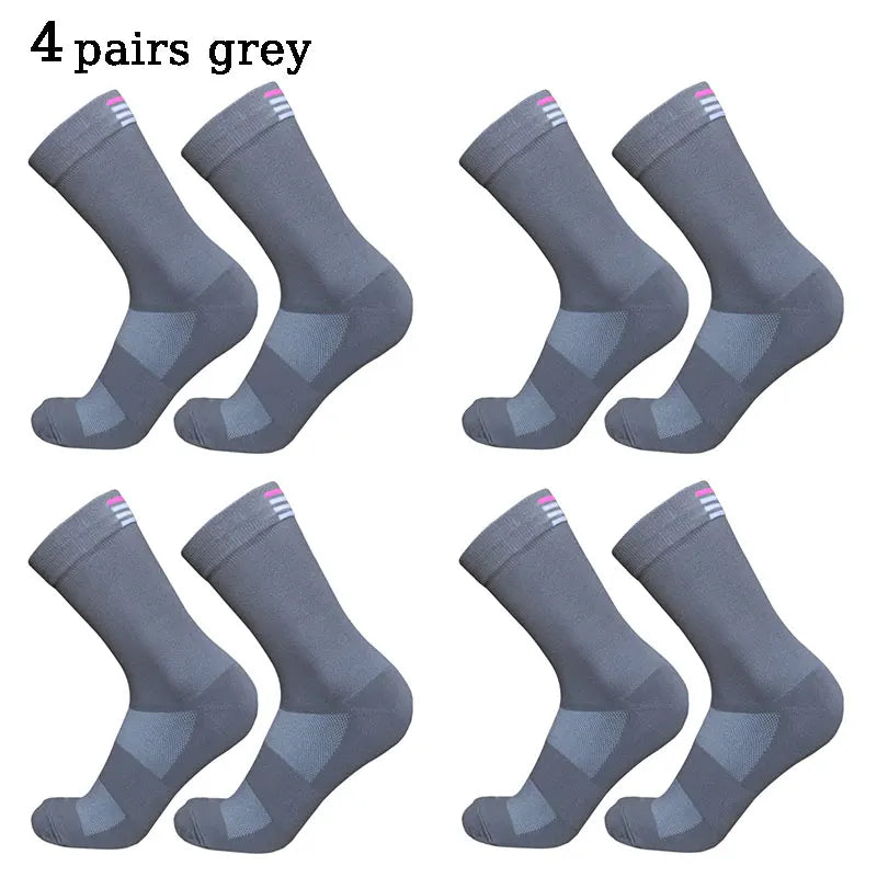 Unisex Mid Length Cycling Socks Four Pairs For Racing