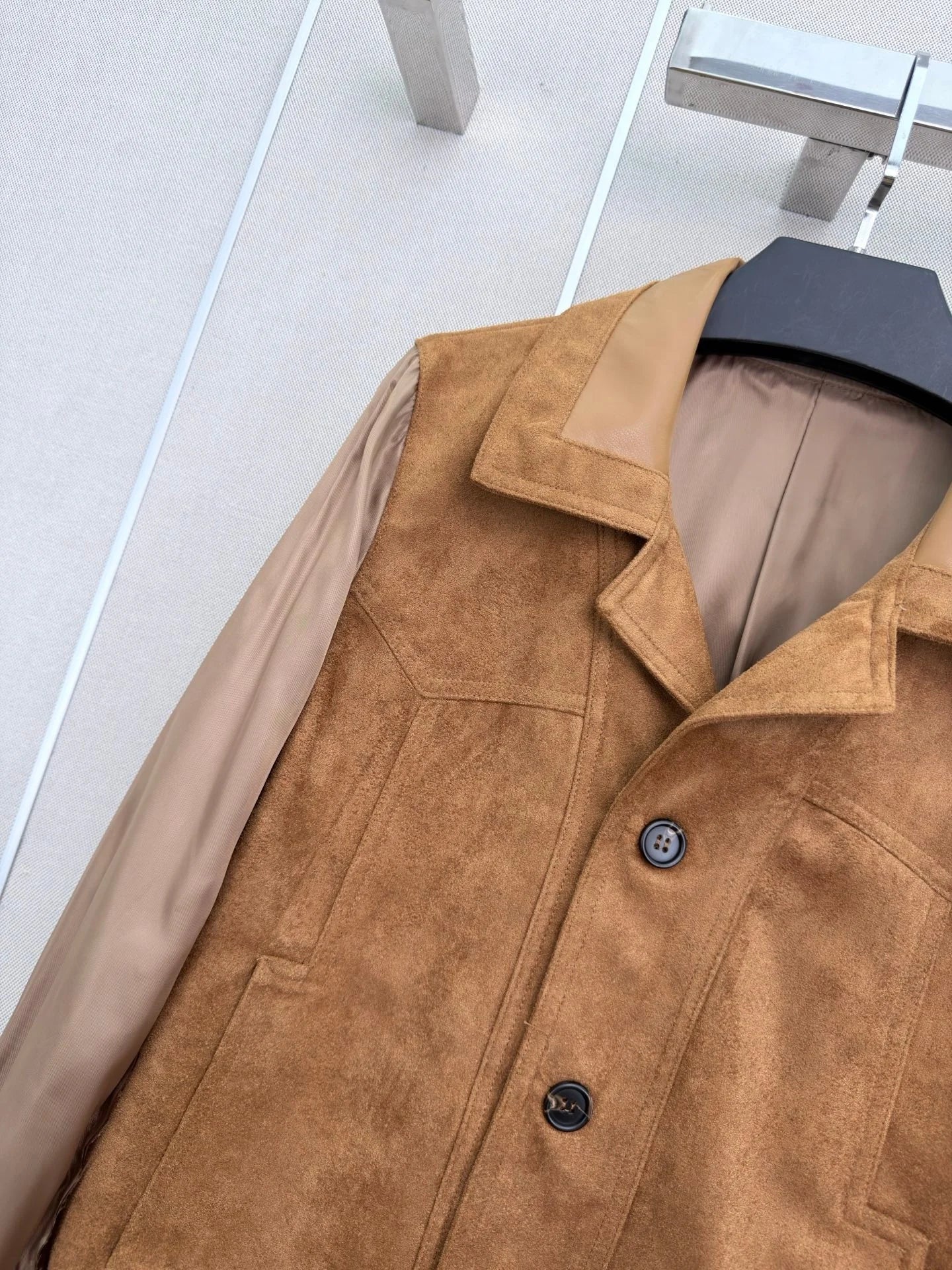 Women's Leather Long Sleeve Lapel Button Jacket Autumn Winter