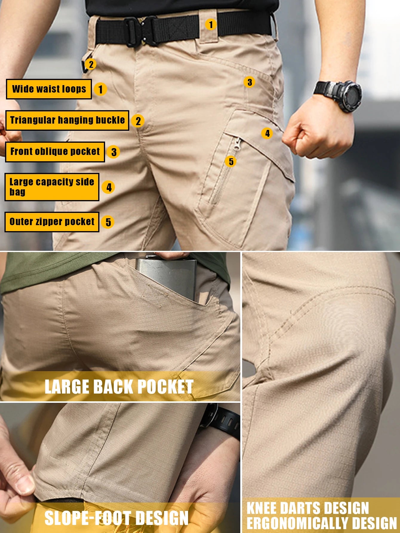 Tactical Cargo Pants For Men, Ripstop Water Resistant