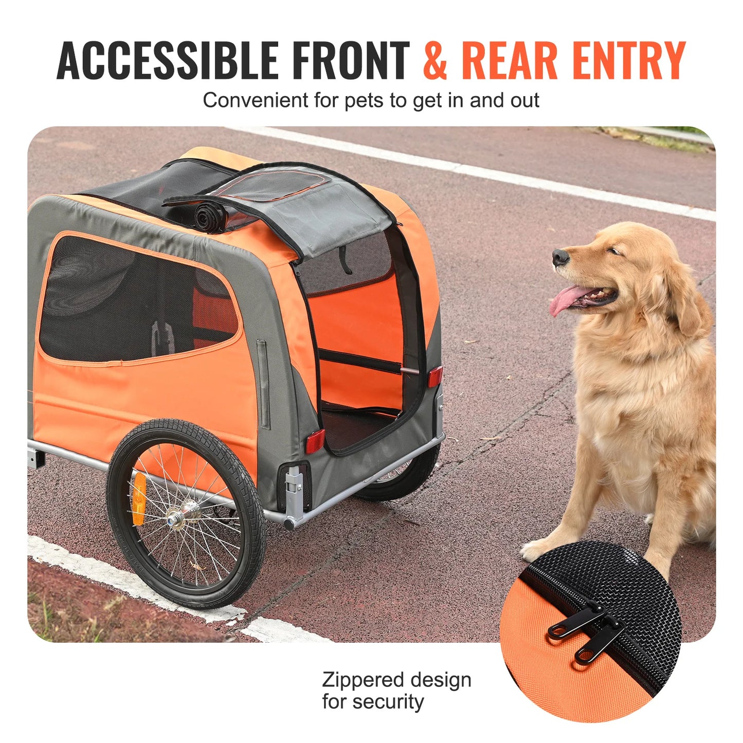 SucceBuy Dog Bike Trailer Pet Cart with Folding Frame
