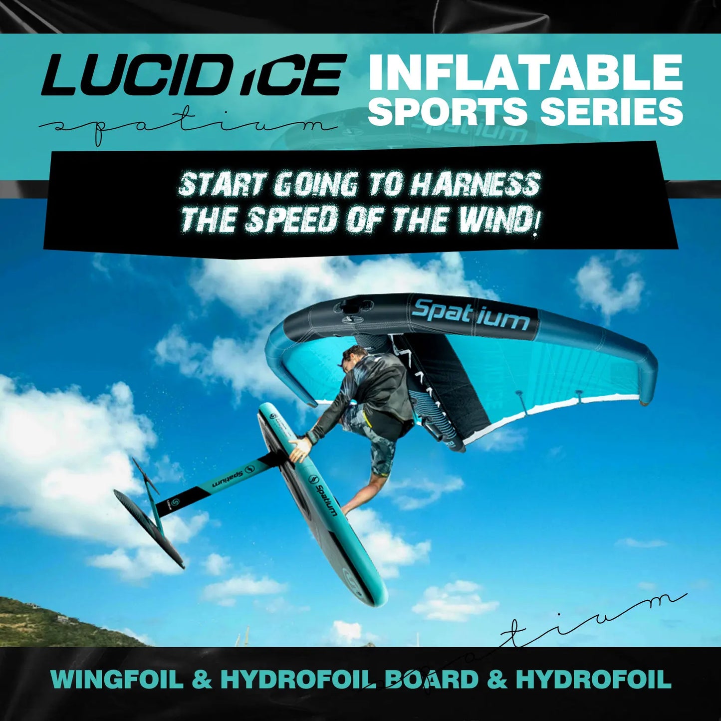 Portable Inflatable Surfing Wing With Extended Rigid Handle