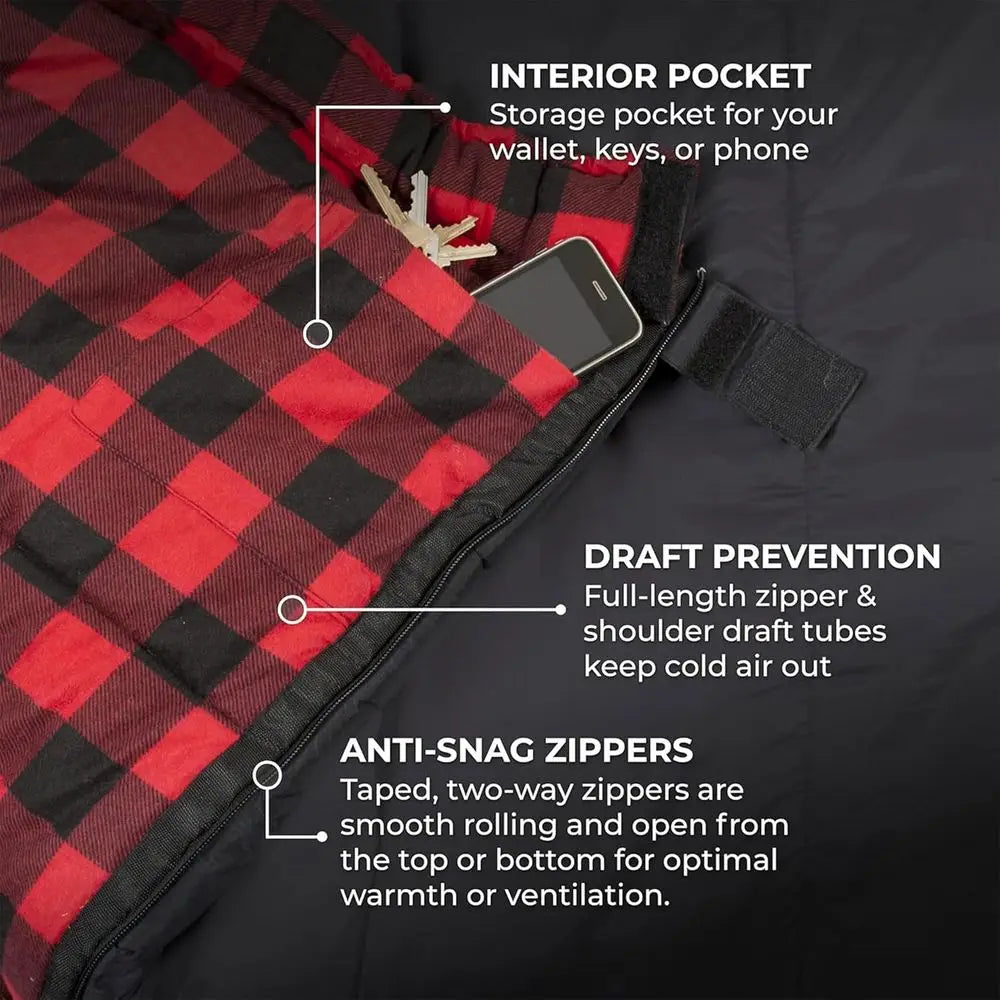 Family Cold Weather Sleeping Bag For Camping With Compression Sack