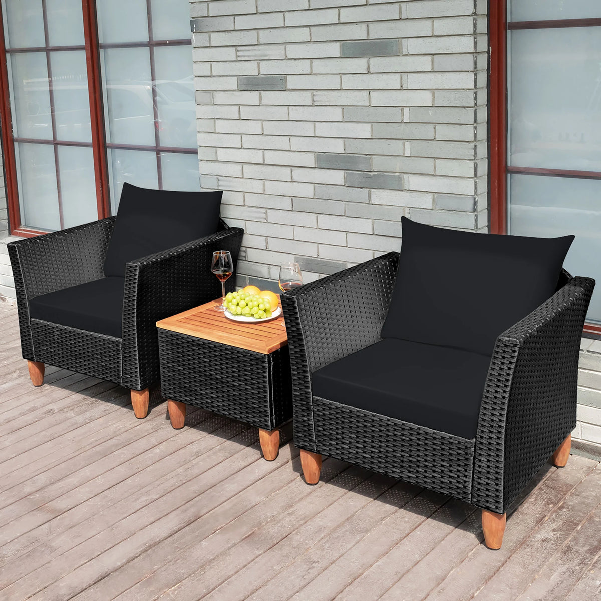 HOMASIS Outdoor Wicker Patio Furniture Set With Cushioned Sofa