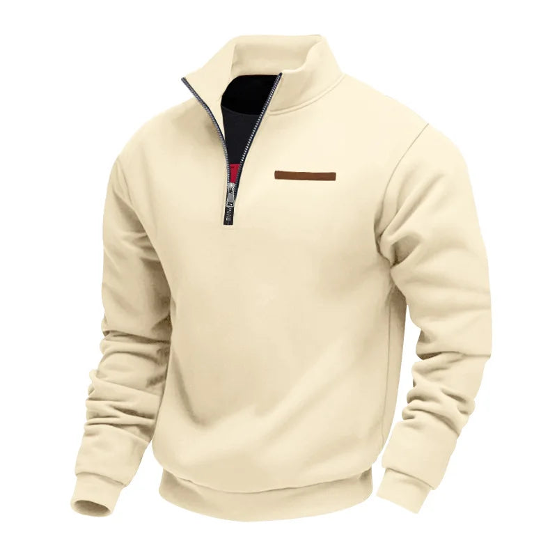 American Heavy Fleece Half Zip Mens Sweater Stand Up Collar
