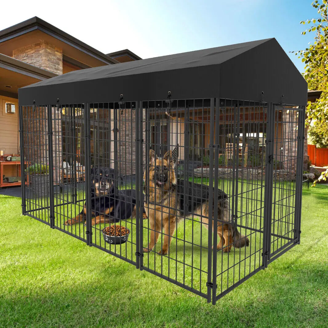 Outdoor Dog Kennel Enclosure With Roof And Secure Playpen