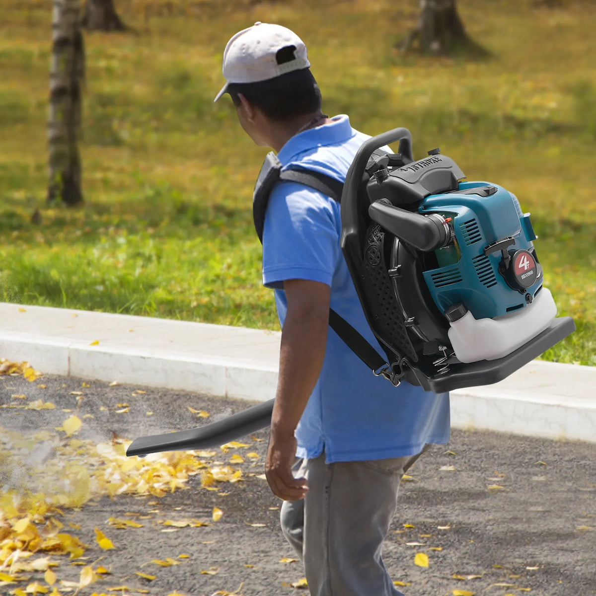 Bymaocar 75.6CC Four Stroke Gas Powered Backpack Leaf Blower