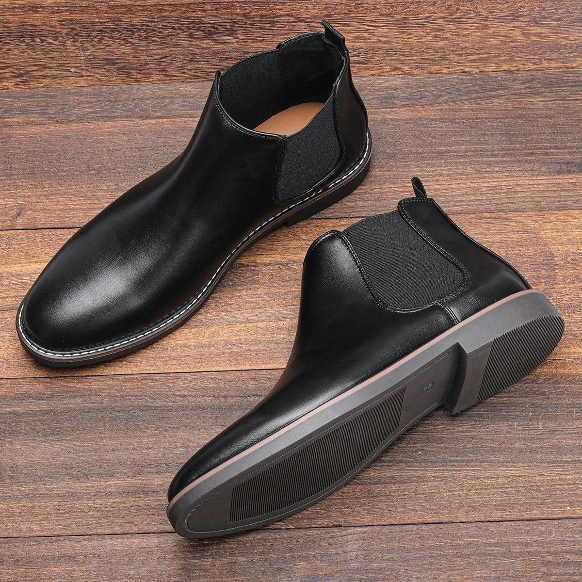 Hecrafted Mens Chelsea Ankle Boots With Elastic Comfort Fit