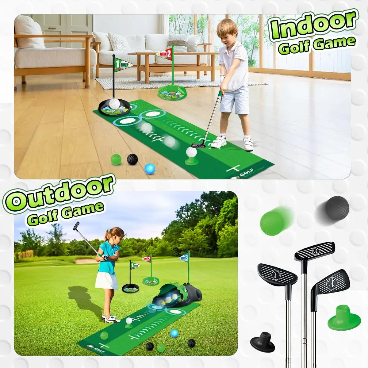 VATOS Kids Auto Return Golf Set With Night Light Balls