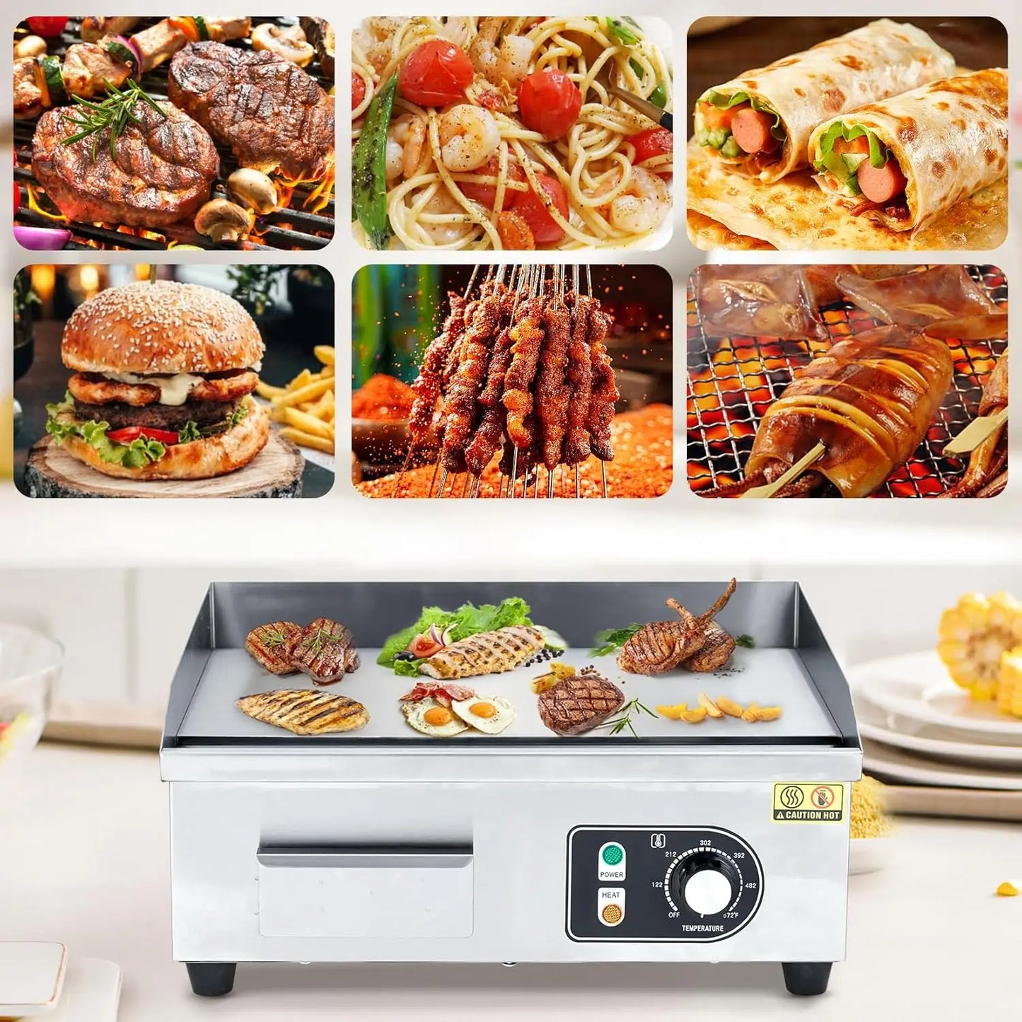 HiMISS Electric Griddle Outdoor Cooking With Adjustable Temperature