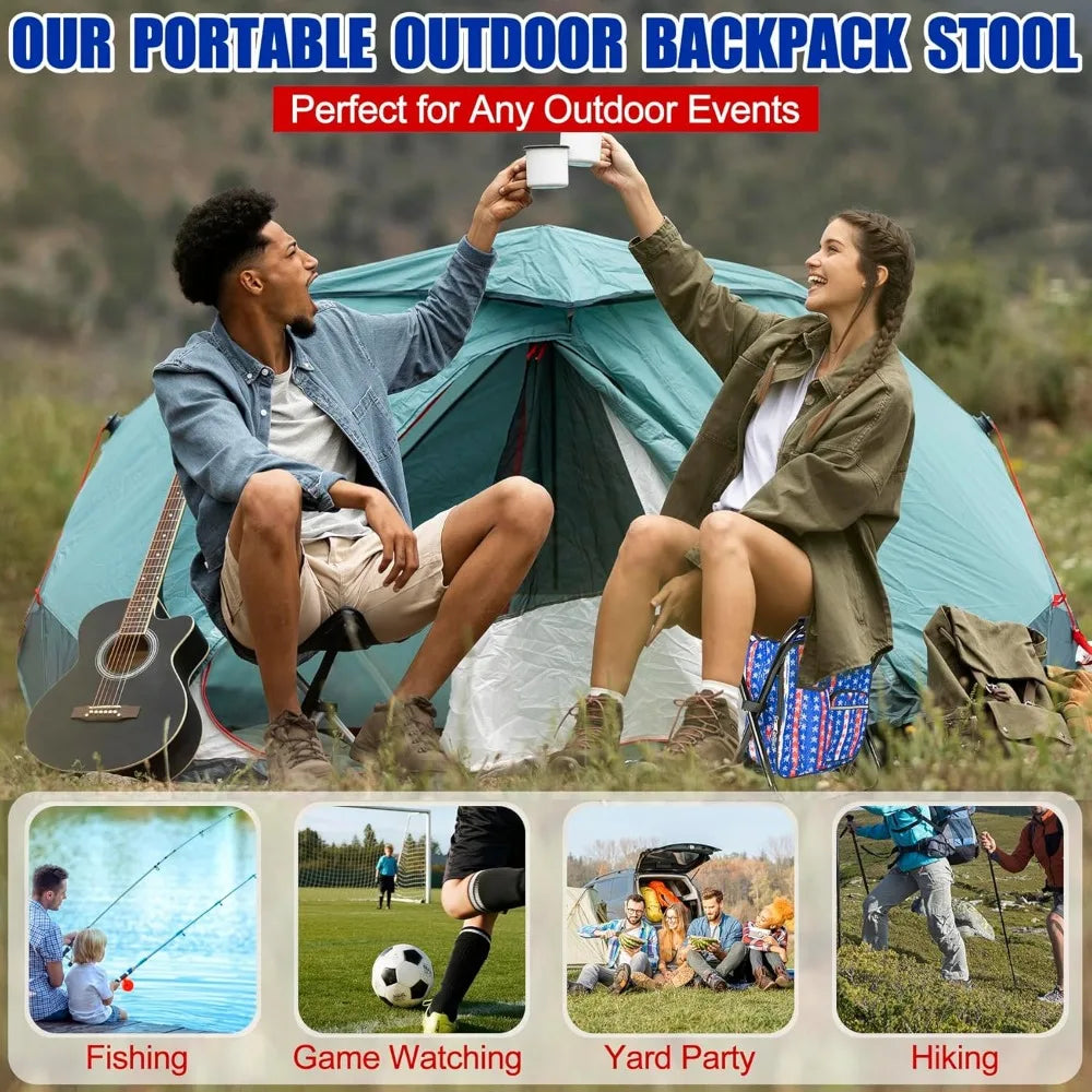 NBVCX Heavy Duty Folding Cooler Backpack Stool For Camping