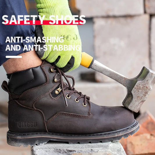 Steel Toe Safety Boots For Men Anti Puncture Work Protection