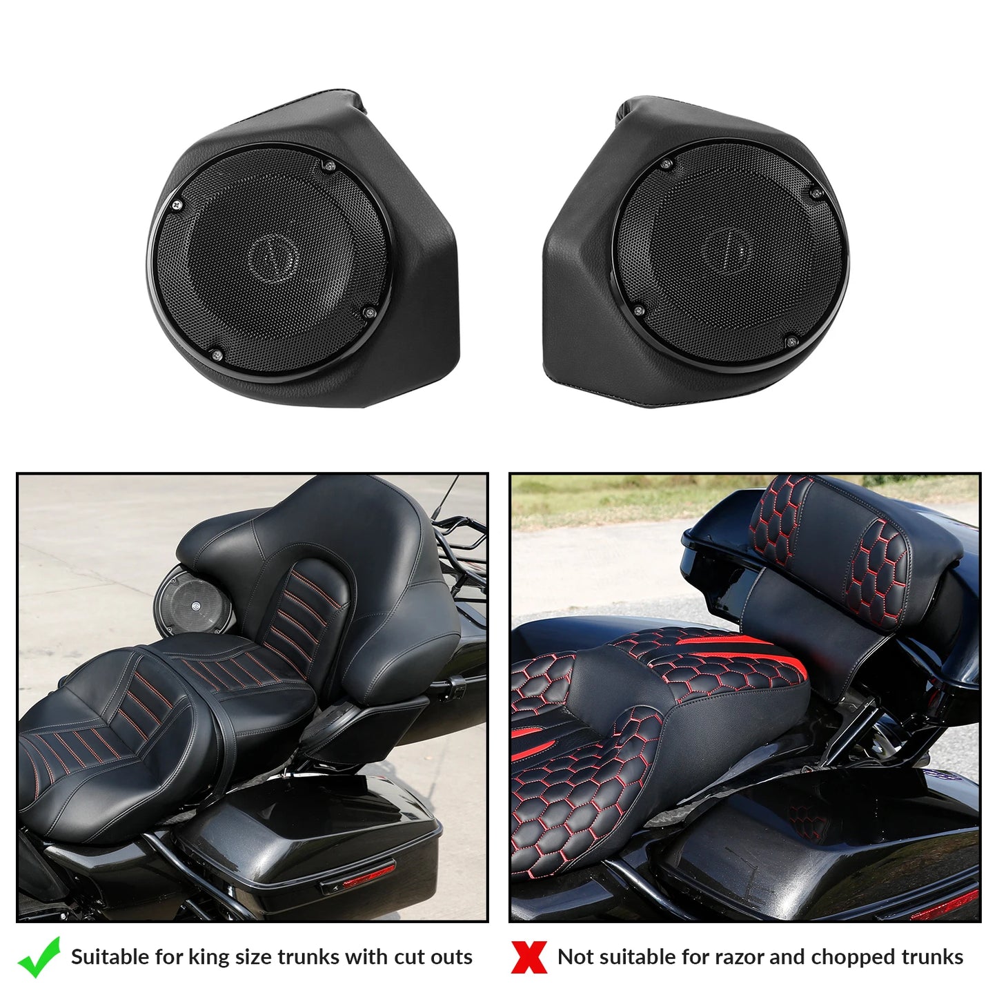 TCMT King Trunk Rear Speakers For Harley Touring Motorcycles