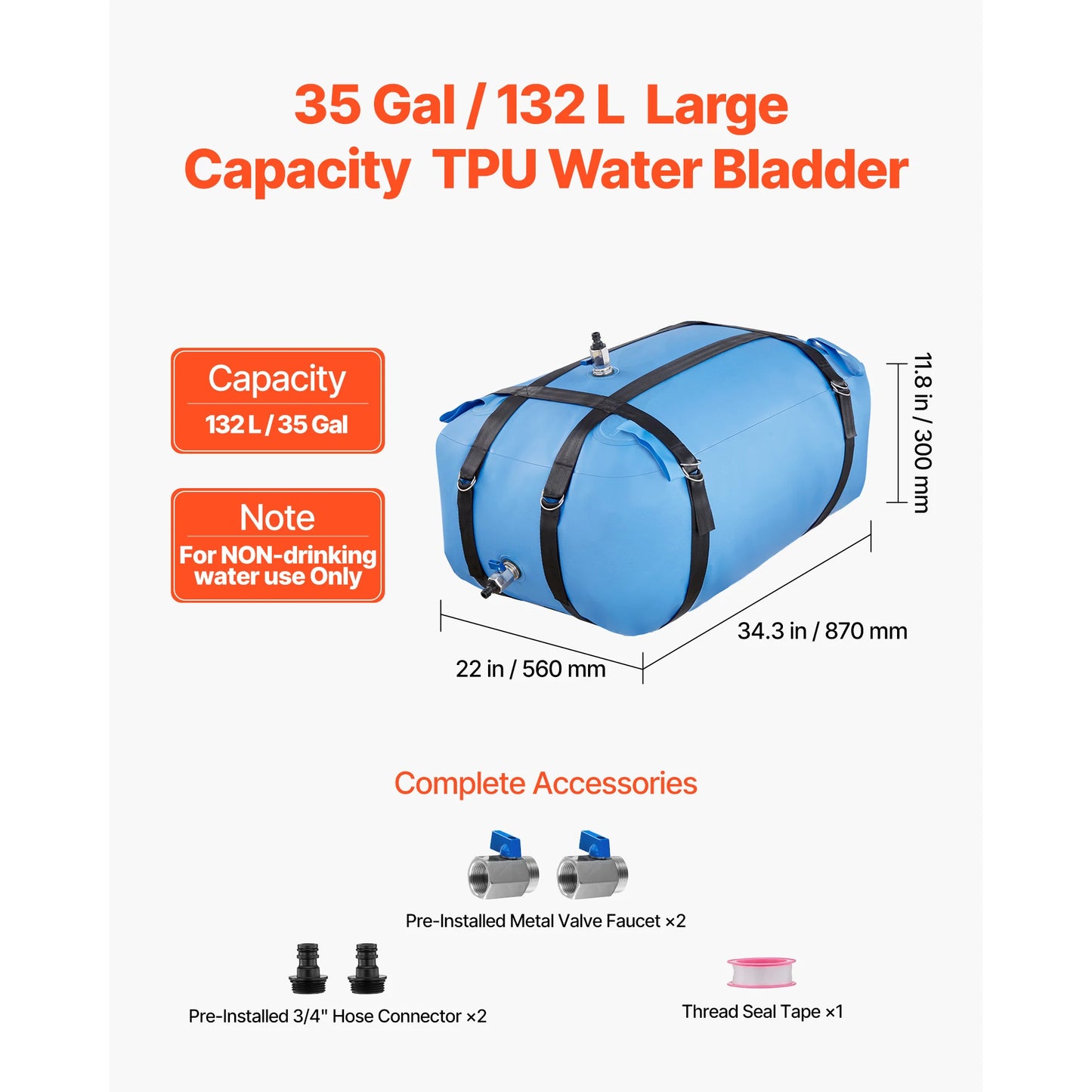 SucceBuy Water Storage Bladder TPU Portable Collapsible Water Bag