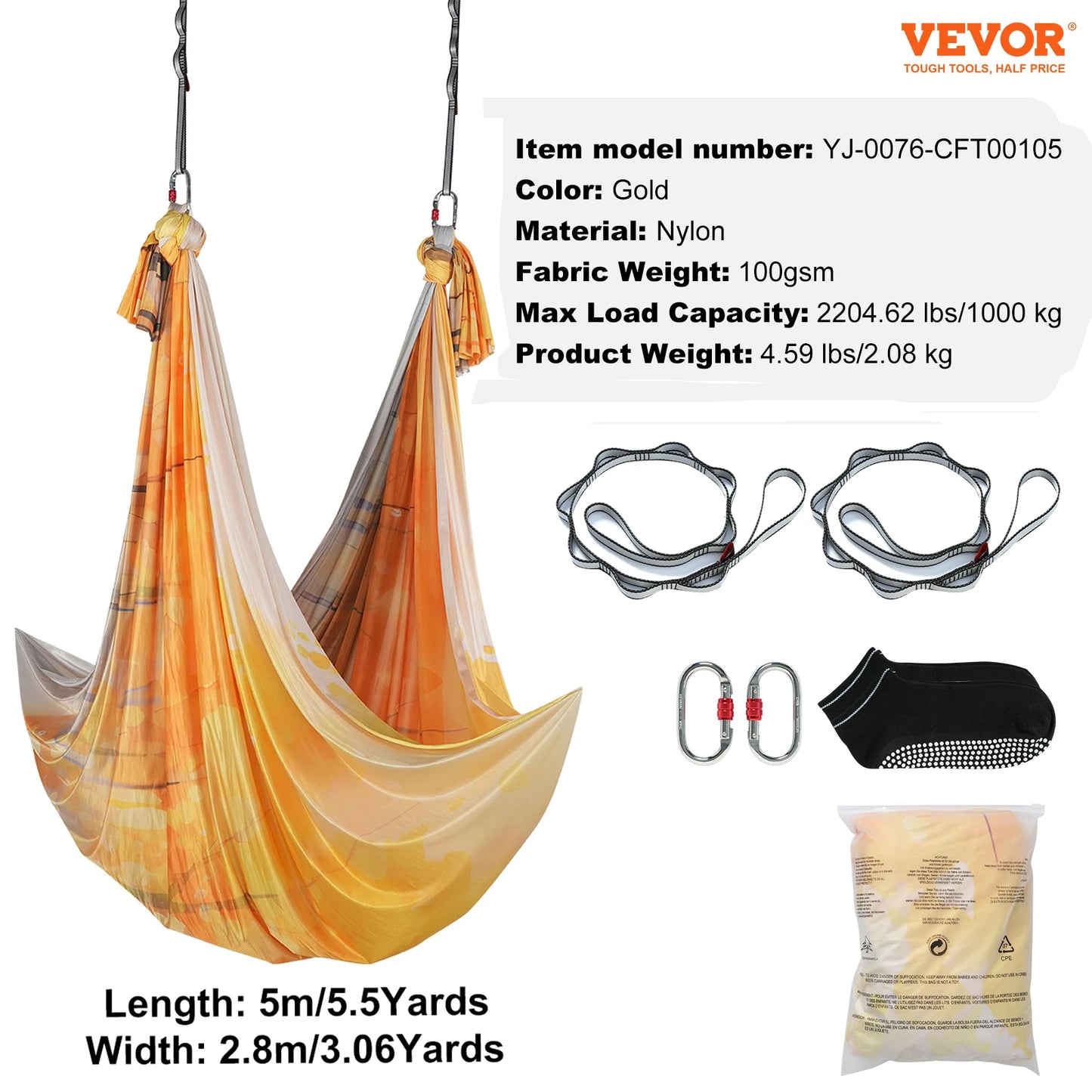 SucceBuy Aerial Yoga Hammock Kit With Nylon Rigging Hardware