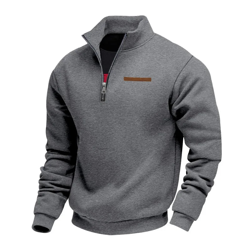 American Heavy Fleece Half Zip Mens Sweater Stand Up Collar