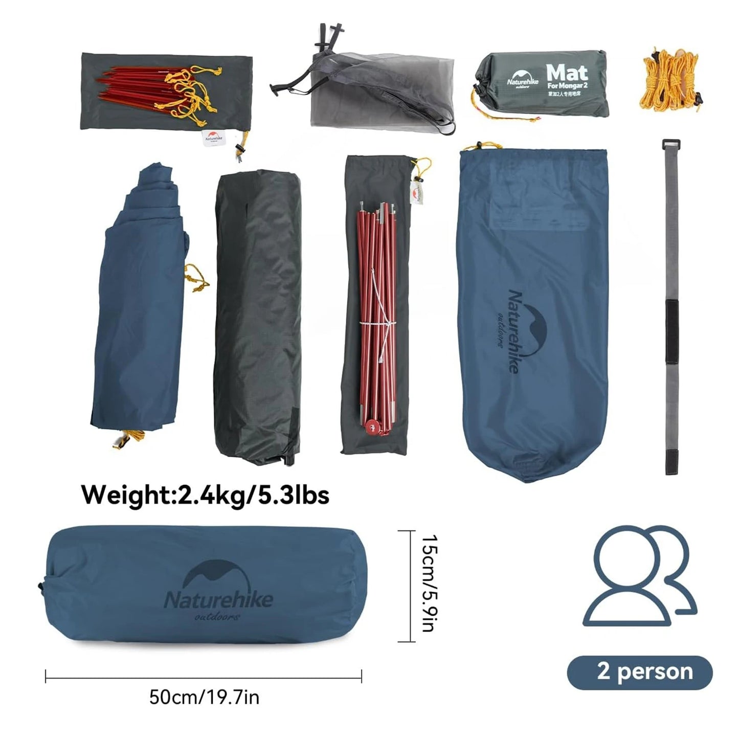 Naturehike Mongar Ultralight 2 Person PU3000mm Waterproof Camping Tent