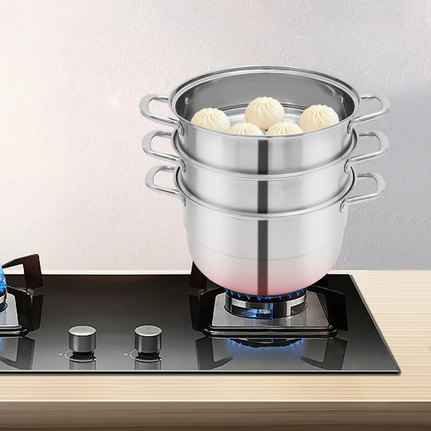 Bymaocar 5 Tier Stainless Steel Steamer Pot With Lid For All Hobs
