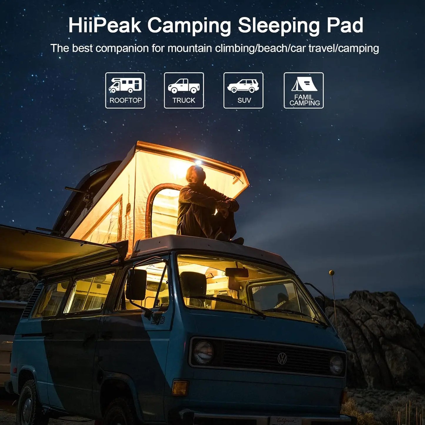 YTYIN Double Self-Inflating Sleeping Pad With Built-In Pillow And Pump