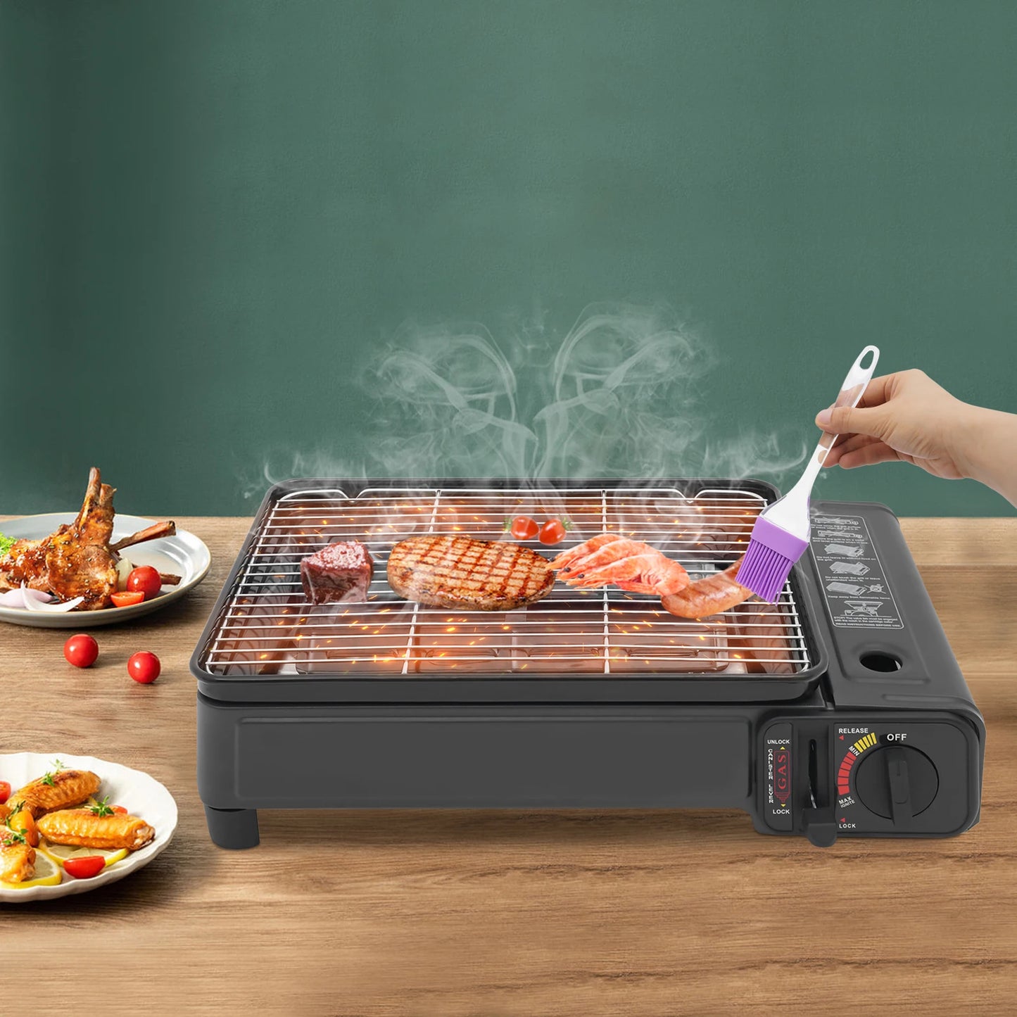 Bymaocar Outdoor Gas Barbecue Grill Tabletop Stove