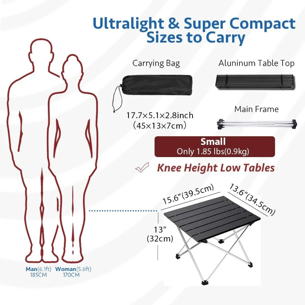 XIUWO Portable Folding Camping Table Aluminum Lightweight Outdoor Picnic