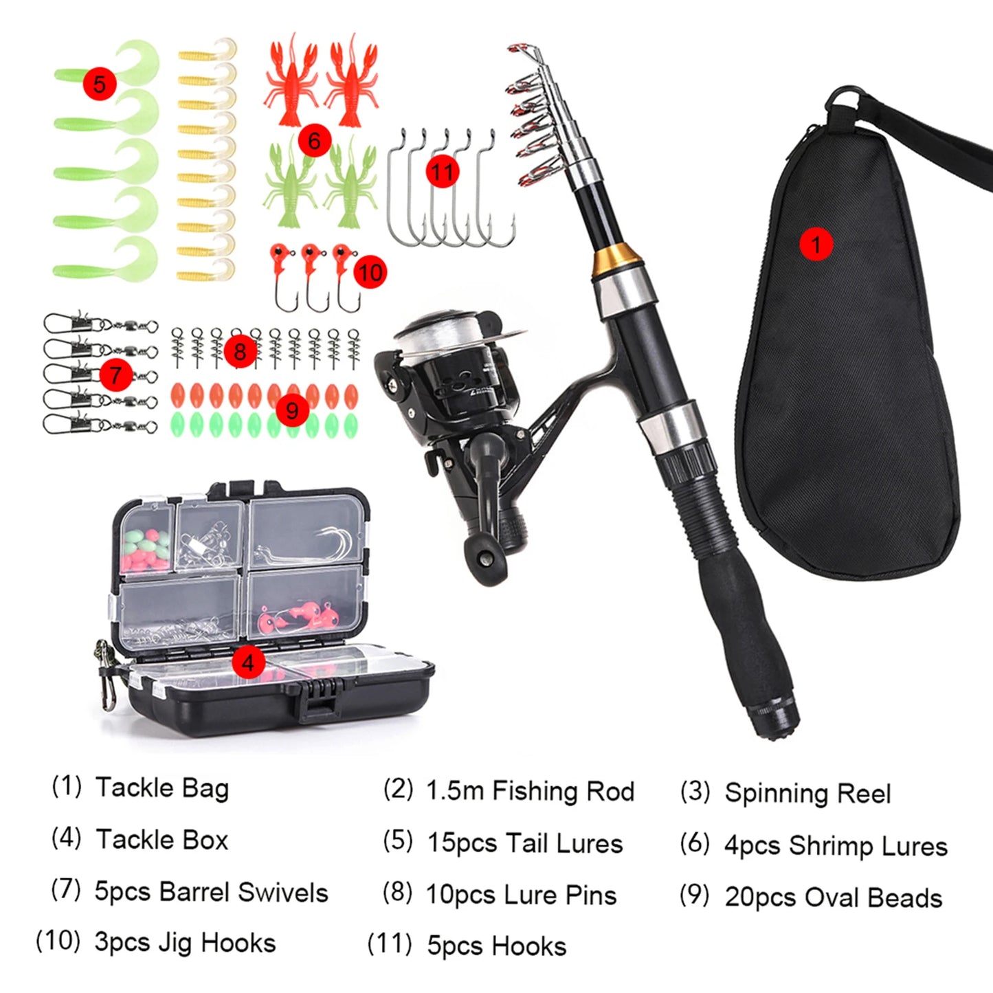 Telescopic Fishing Rod And Spinning Reel Combo Kit Set