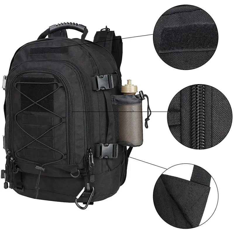Water Resistant Nylon Tactical Backpack For Outdoor Hiking And Travel
