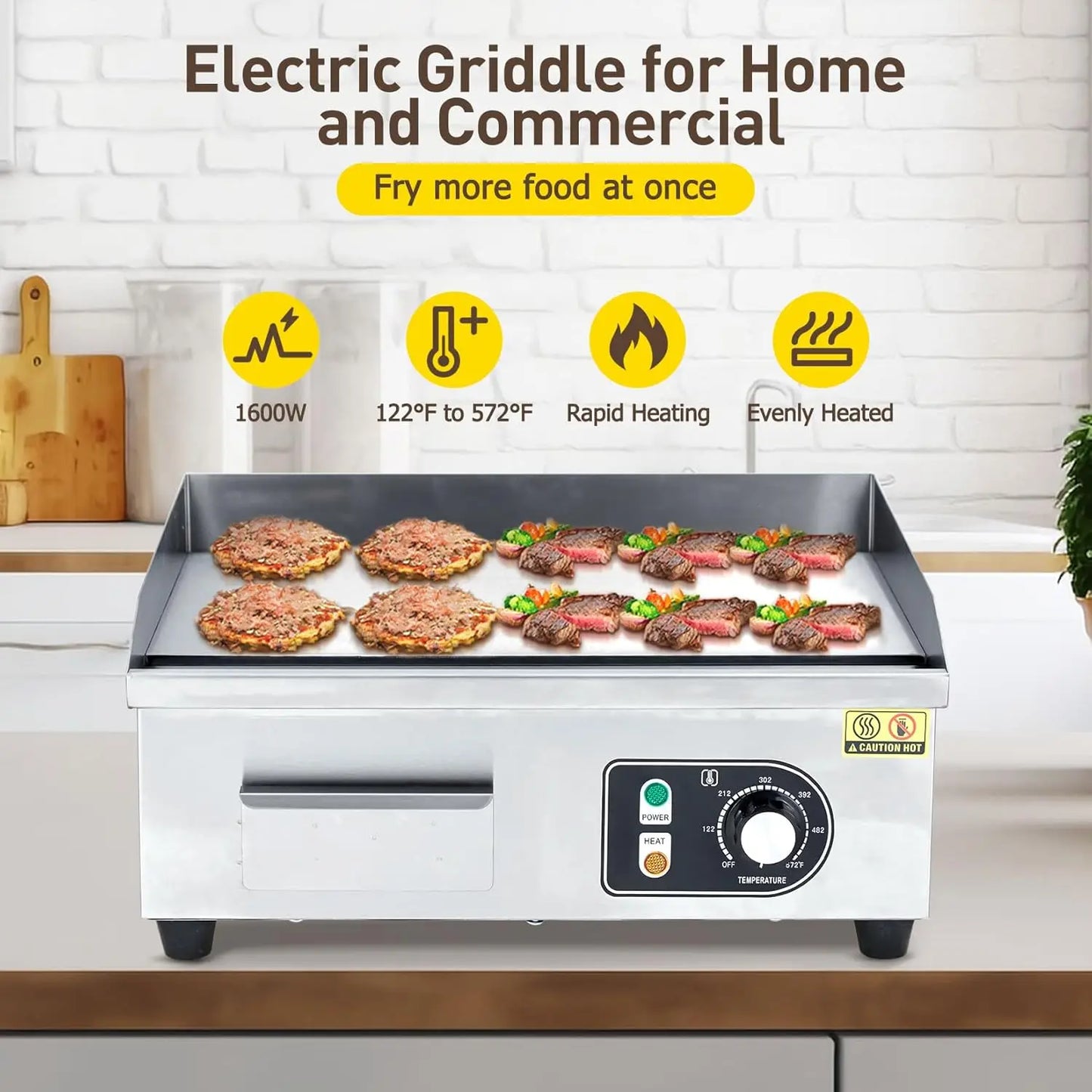 HiMISS Electric Griddle Outdoor Cooking With Adjustable Temperature