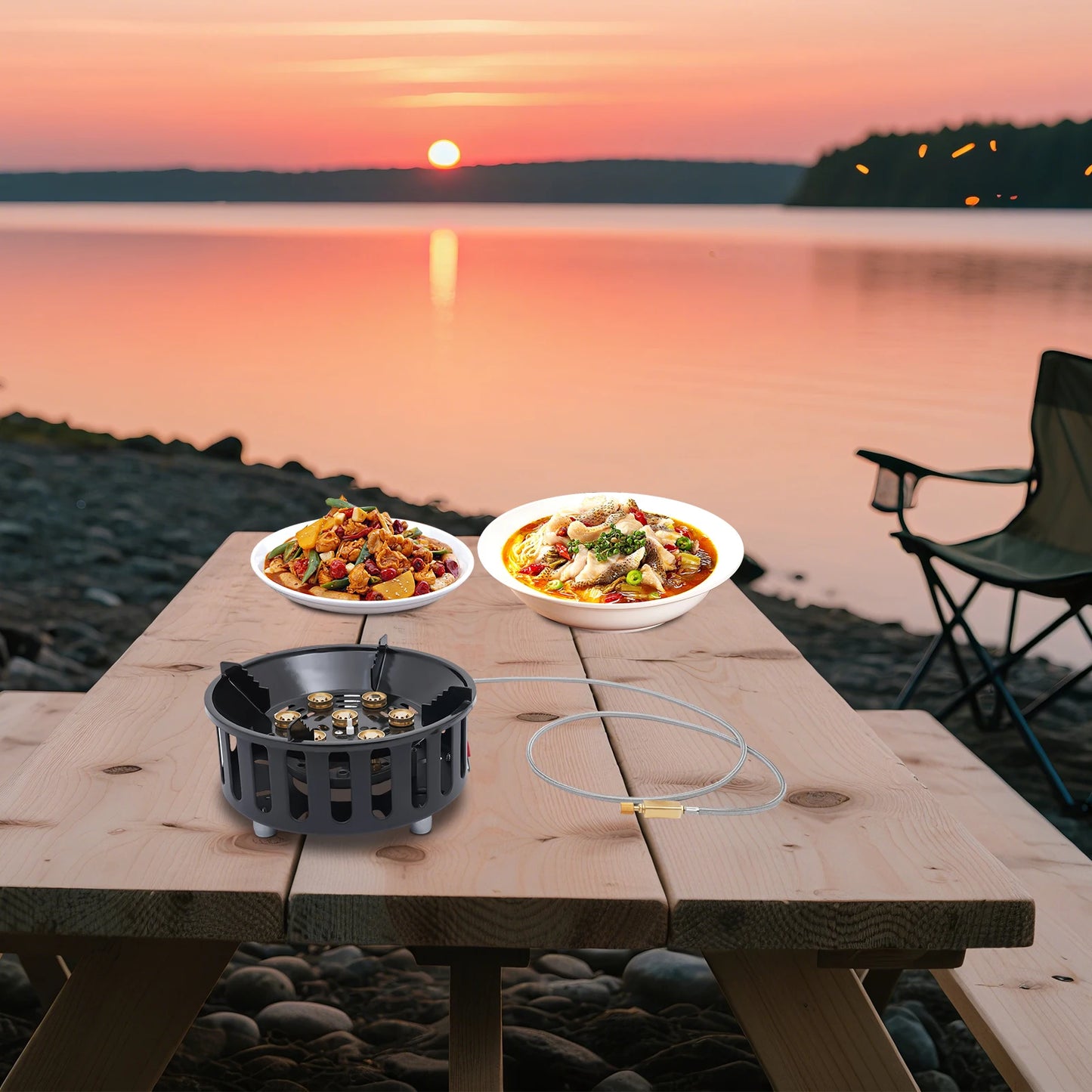 Rolled Steel Portable Camping Stove 72000BTU Windproof Cooker